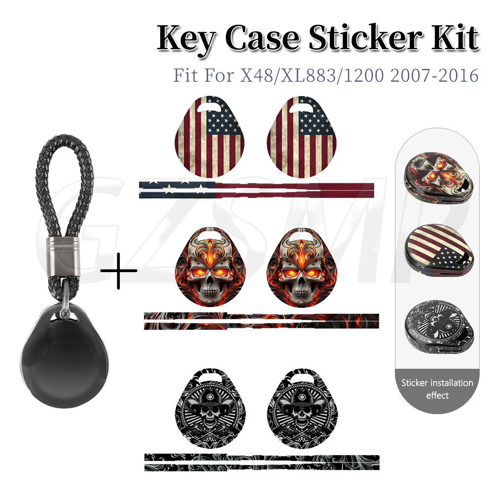 

Motorcycle Key Case Fit for Harley XL883 X48 Glide Fat Boy 2007-2016 Key Cover Stickers Holder Keychains