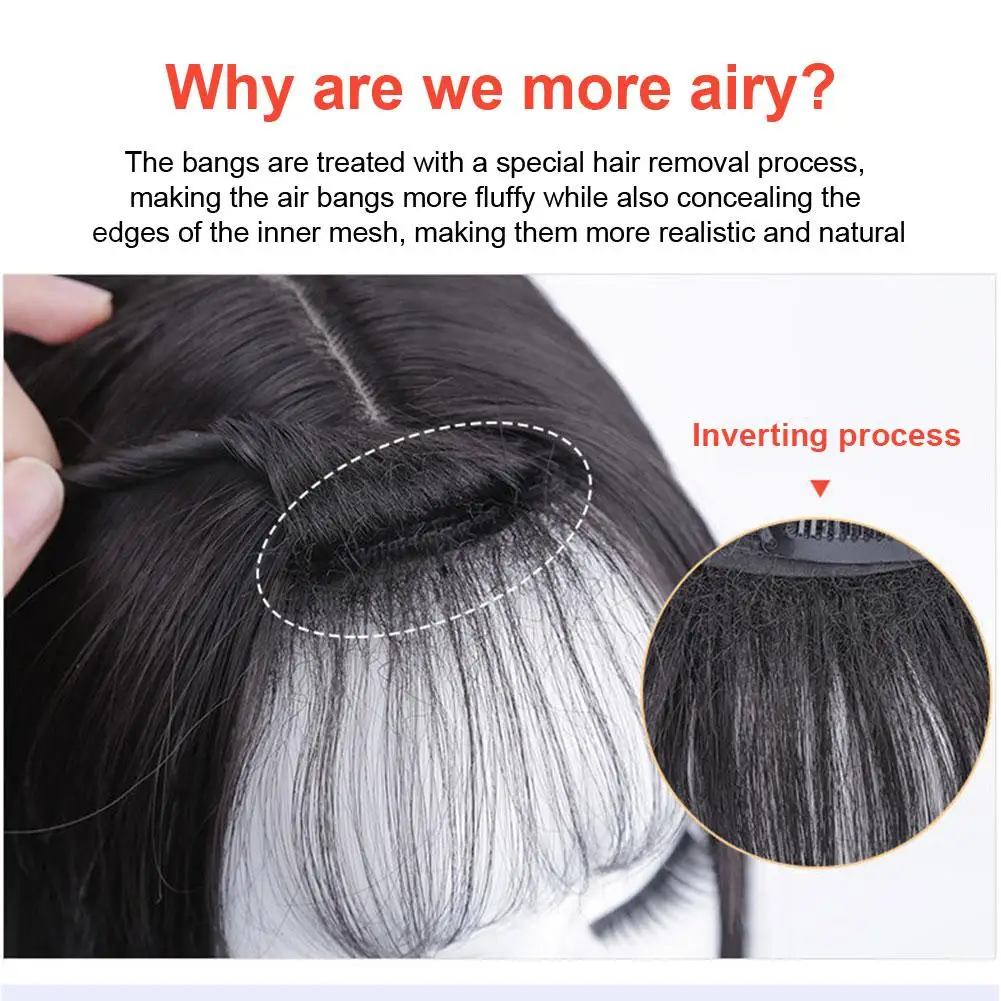 Wig Women\'s Long Synthetic Hair Repair Hair Patch Air Liu Hai Hair Patch Cover White Hair Natural Simulation Hair Repair Block