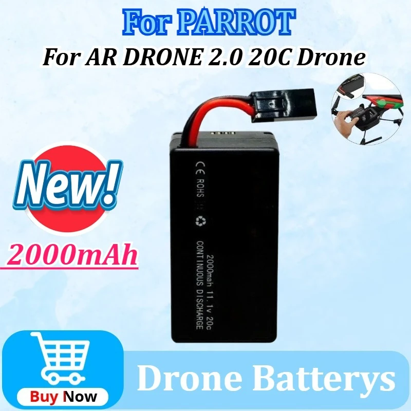 

Newly upgraded 11.1V 2000mAh Rechargeable 20C Lipo Battery for PARROT AR DRONE 2.0 Quadcopter Drone High Quality Lithium Battery