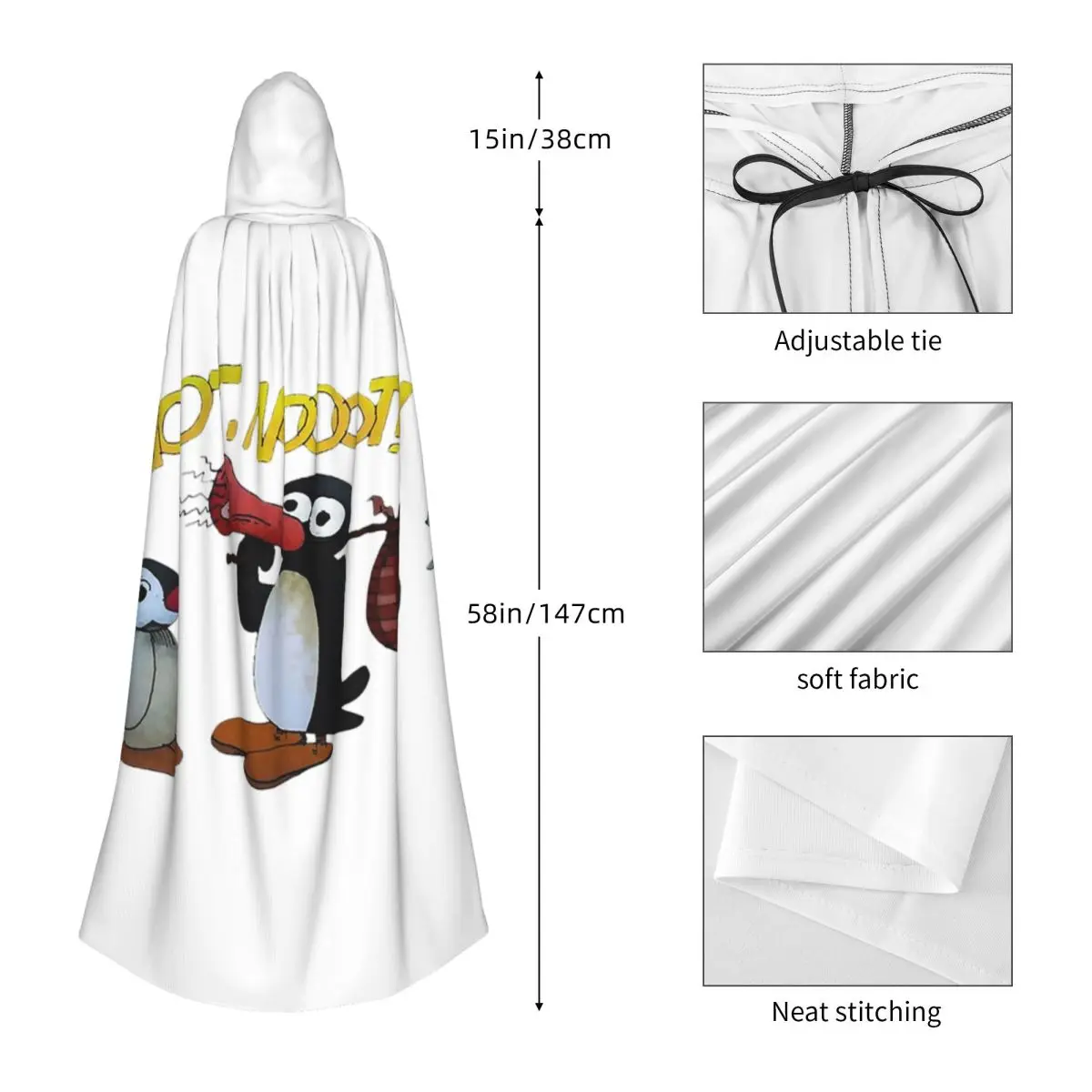 Pinguino Noot Noot Mantello lungo con cappuccio Strega Costume medievale Mantello cosplay HalloweenParty Adulto Unisex
