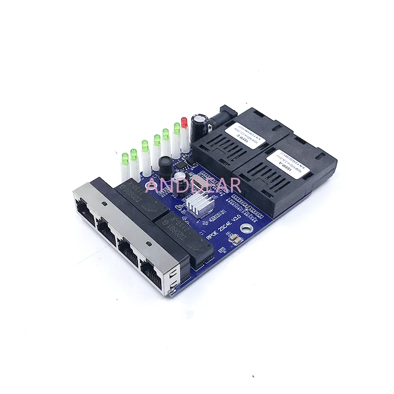 Ethernet Fiber switch 4 RJ45 2 SC Optical Media Converter Single Mode fiber Port PCB 10/100M/1000M