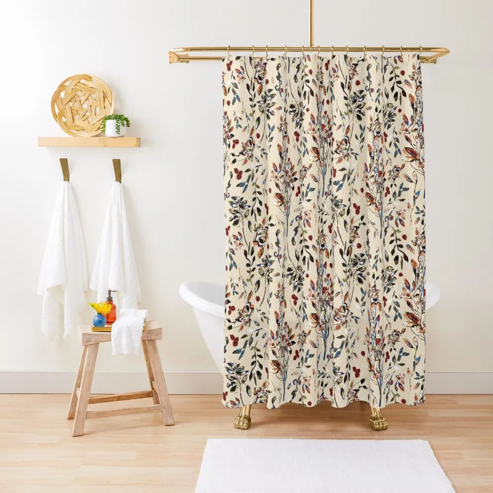 

Fall Leaves & Berries-Tan Shower Curtain Elegant Bathroom Shower For Bathroom Funny Shower Waterproof Fabric Curtain
