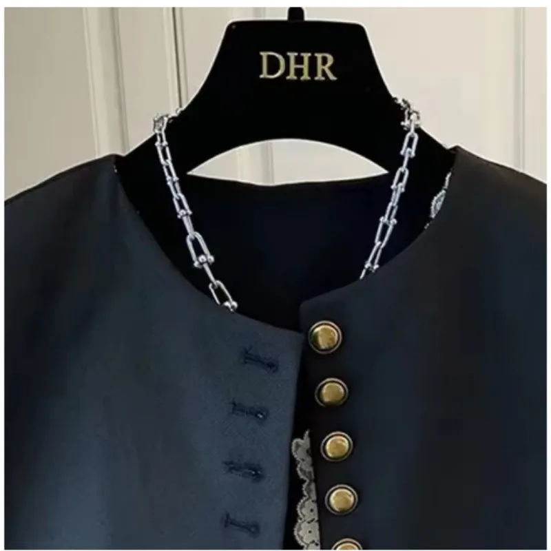 Women Lace Patchwork Vest Korean O Neck Casual Sleeveless Jackets New Female Loose Waistcoat Vintage Chic Tops Women Clothing