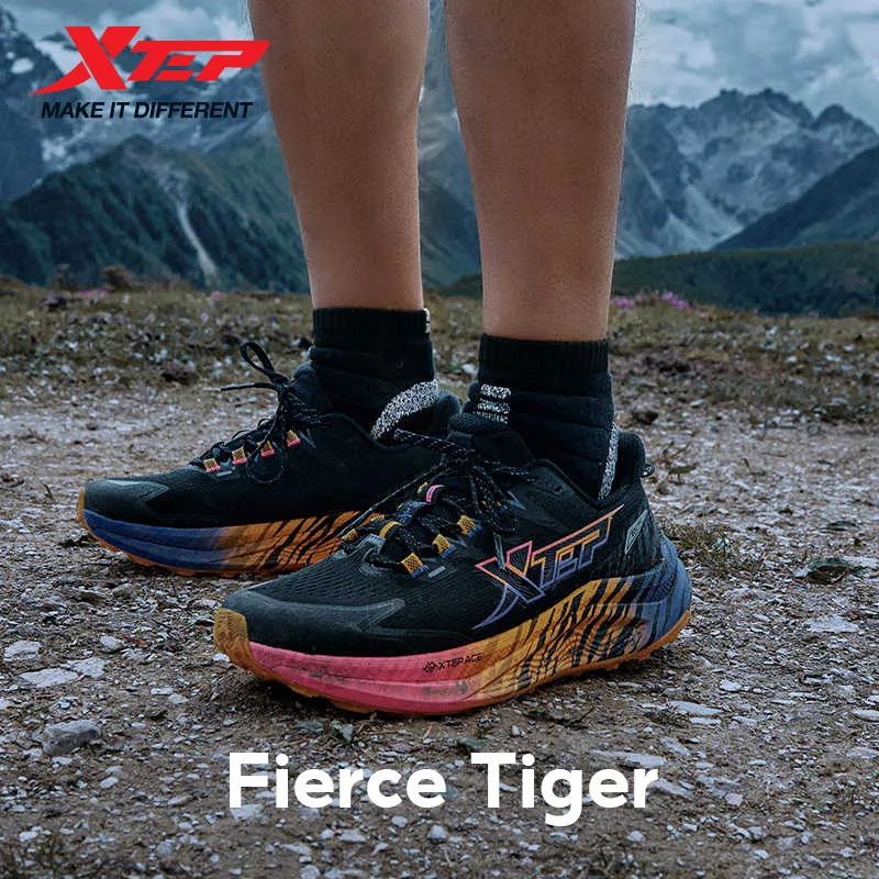 Xtep Fierce Tiger Men 2024 Trail Running مقاوم للماء للتسلق في الهواء الطلق مقاوم للصدمات والرحلات في الهواء الطلق 976319110044