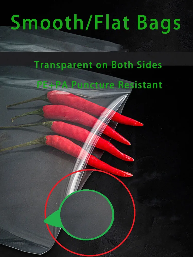Magiczna pieczęć uszczelniacz próżniowy torby na żywność gładkich/opakowanie płaskie torebek Sous Vide do przechowywania warzyw owocowych 100 sztuk