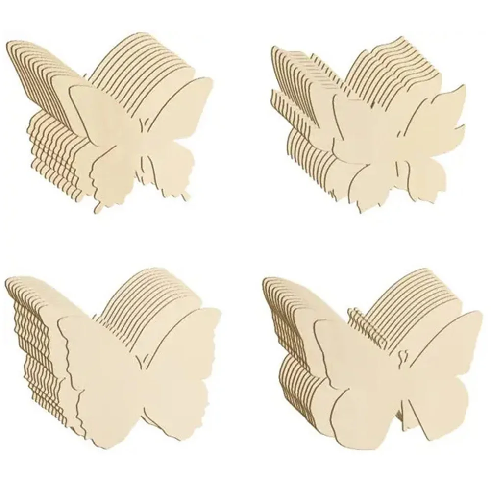

40pcs Blank Butterfly Painting Unfinished Wooden Cutouts Craft Decorations For Home Party Handmade Pieces Diy Adornments