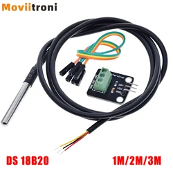 DS 18B20 Temperature Sensor Probe Stainless Steel Package Waterproof 1m 2m 3m with Terminal Adapter Module