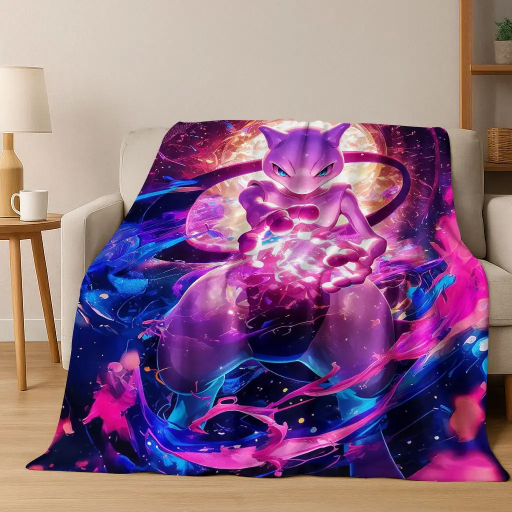 

26 Style Pokemon Monsters Mewtwo Cartoon Flannel Blanket,Warm and Cozy Soft Throw Blanket for Home Bedroom Bed Sofa Cover Kid