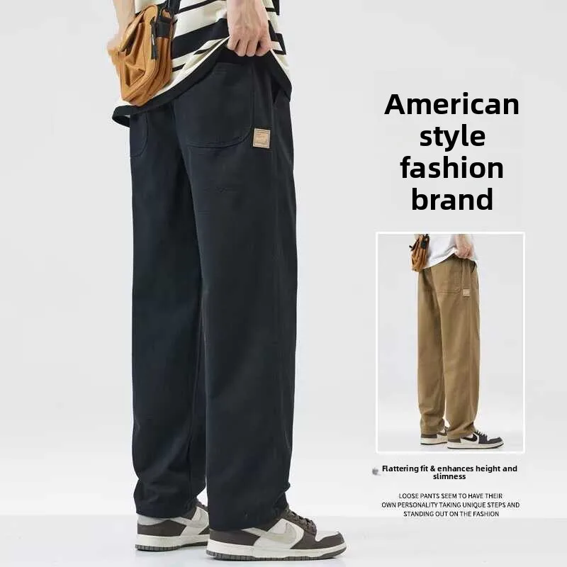 Men's Workwear Pants Thickened Straight Leg Construction Site Autumn Winter Wear Resistant Casual Trousers for Labor Protection