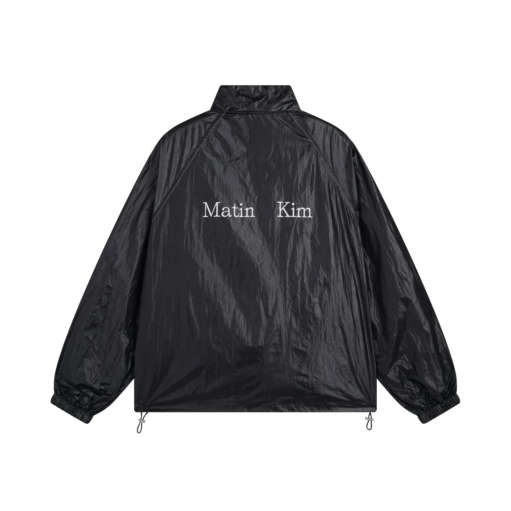 MATIN KIM Unisex Lightweight Windbreaker Jacket Stand Collar Loose Fit Zip Up Outdoor Travel Casual Streetwear Spring Autumn Top