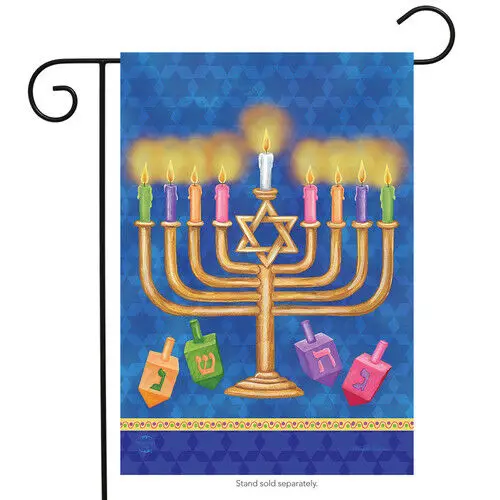 BRIARWOOD LANE Sleeved Garden Flag 12.5x18 HAPPY HANUKKAH Menorah Dreidels NEW