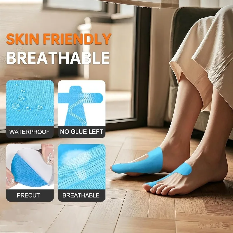40 Pcs Precut Kinesiology Tape, Latex-Free Hypoallergenic Breathable, Bunion Corrector, Big Toe Support & Bunion Pain Relief
