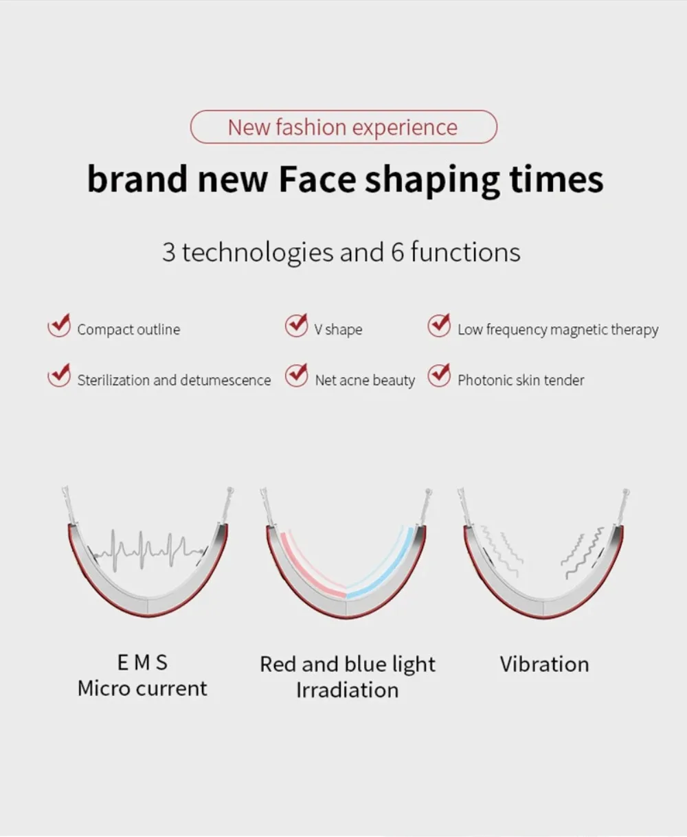 Hot Sale EMS V-Face Facial Massager Electric Vibration Skin Tightening Beauty Device For Face Lifting & Firming