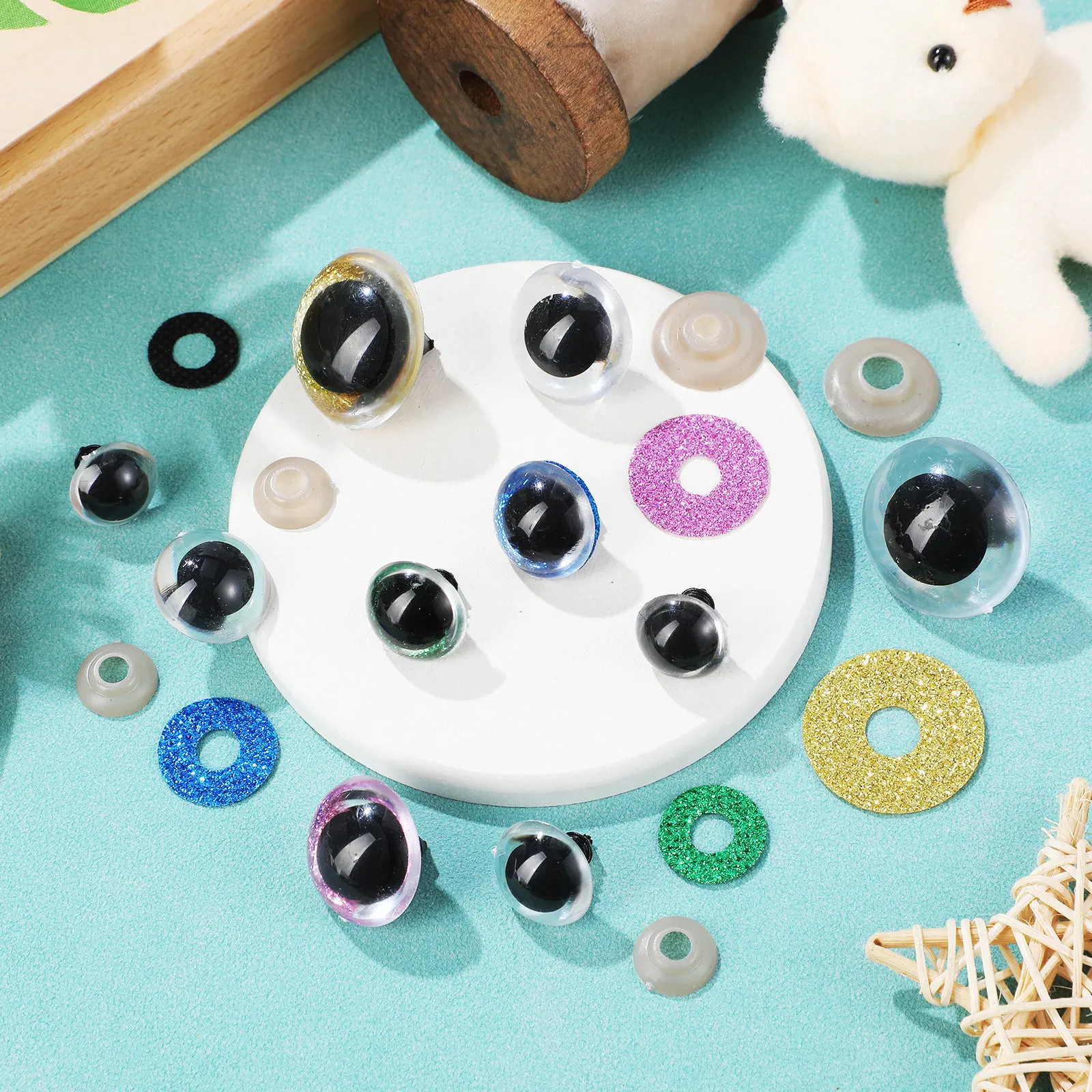 

80Pcs Safety Eyes for Stuffed Animals Plastic Black Realistic Assorted Size for Crochet Decorations Crafts Bear Making Supplies