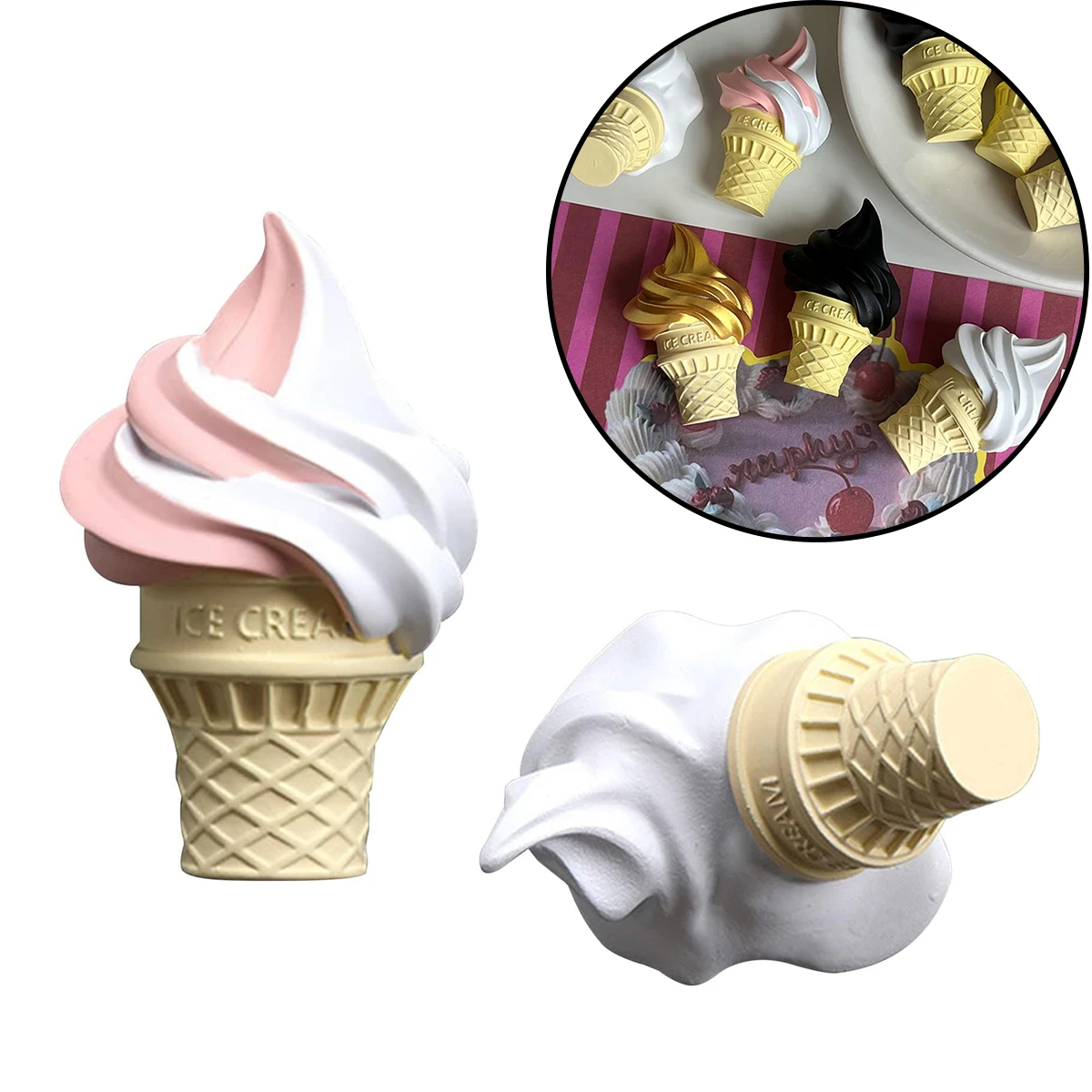 1/3/7 PCS Colorful Ice Cream Fridge Magnets Cute Cartoon Kitchen Decor, Strong Magnetic Clips for Whiteboard, Fun Creative Gift
