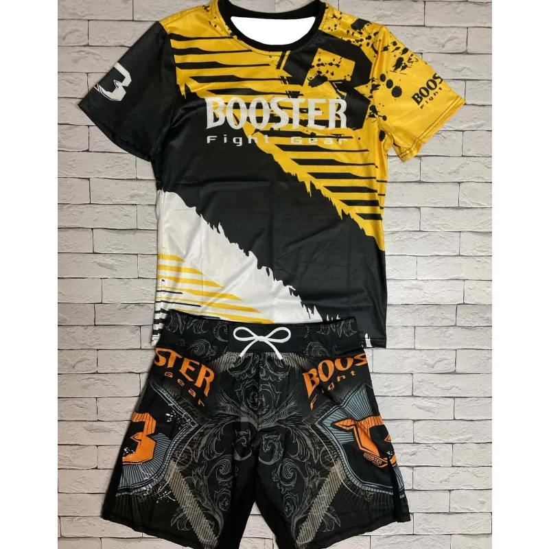 

2026 New Splatter Paint Y2K Style Men's Combat Wrestling Breathable Quick-Drying Training Suit T-shirt + Shorts 2-Piece Set