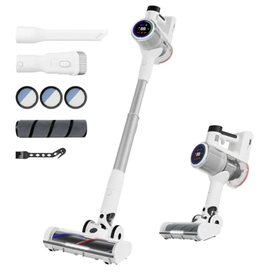 

Telescopic Cordless Stick Vacuum Cleaner for Home Carpet and Pet Hair, Auto Detect, 45kPa Powerful Suction, 550W Motor, 60Min R