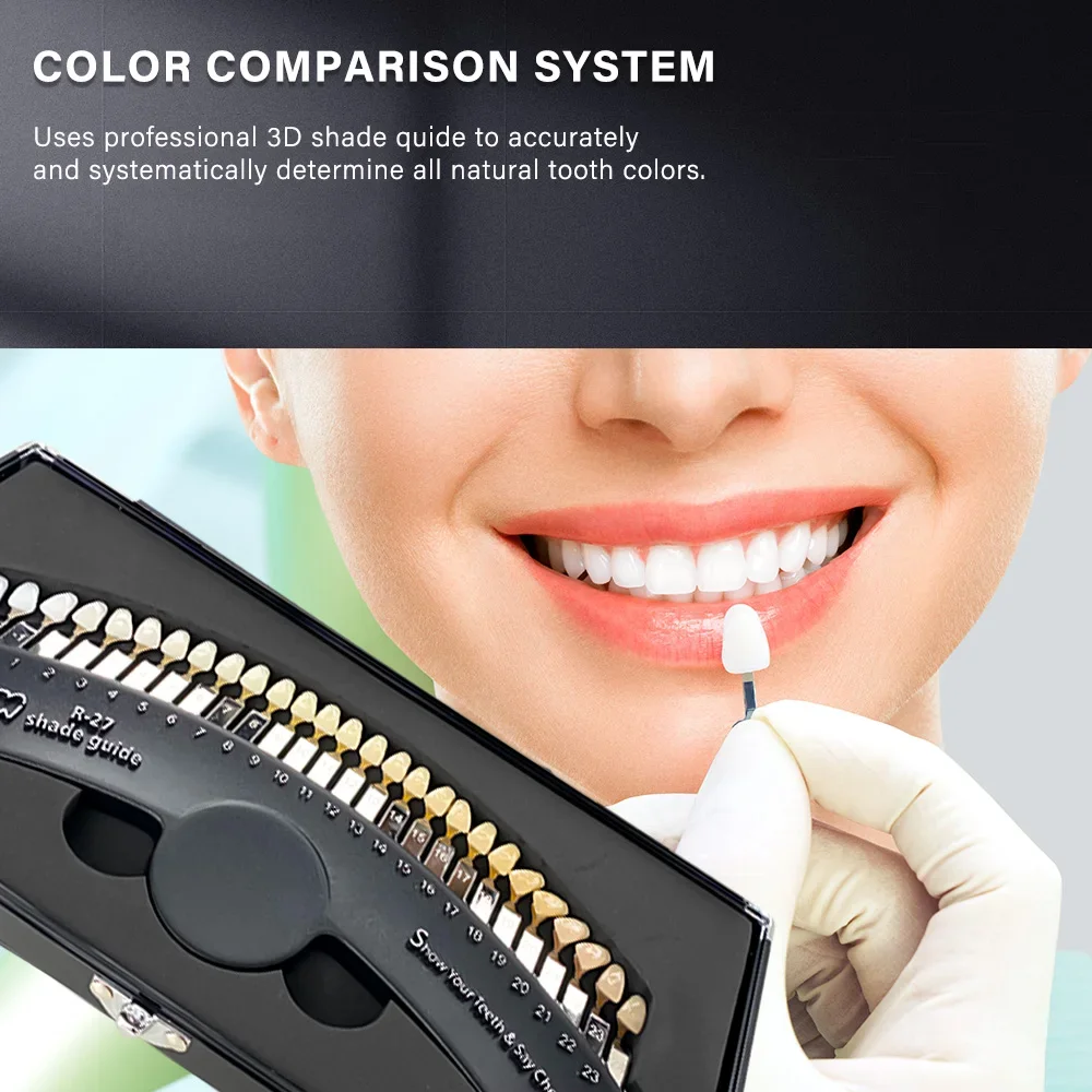 Premium 20/27 Colors 3D Lab Bleach Shade Guide Teeth Whitening Porcelain Comparator Toothguide Clinic Colorimetric Plate