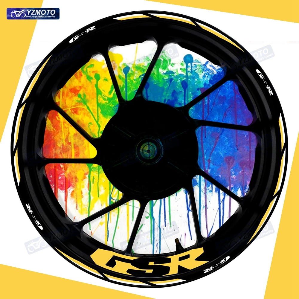 

Для мотоцикла GSR GSR750 GSR400 GSR600 17-дюймовая наклейка на ступицу переднего и заднего колеса, светоотражающая модифицированная декоративная наклейка на обод