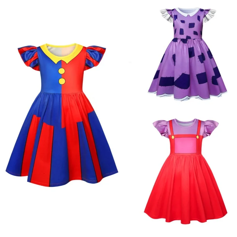 Anime Digital Circus Cosplay Costume Pomni Ragatha Jax Disguise Kids Girls Dress Cartoon Halloween Carnival Party Suit Roleplay