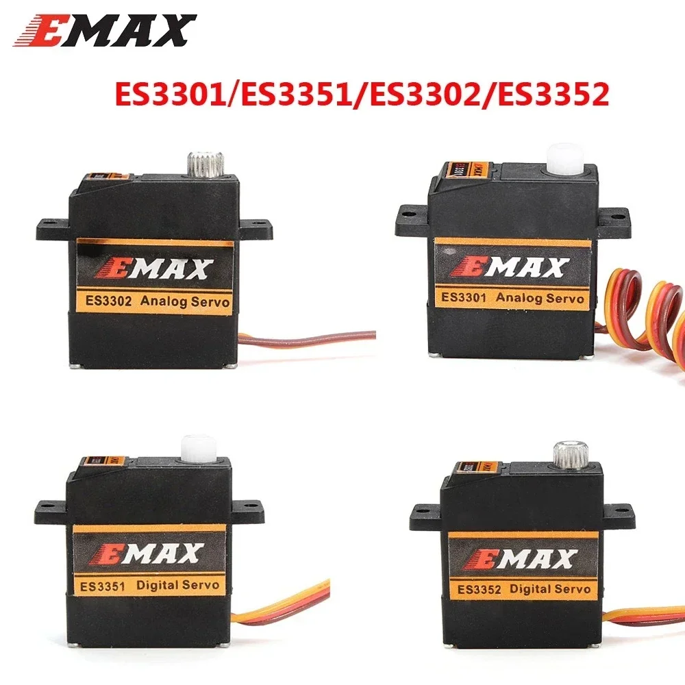 4pcs Emax ES3301 ES3351 ES3302 ES3352 9mm 4.8V-6V Analog / Digital Servo Metal Gear For RC Glider Rc Airplane Rc Drone