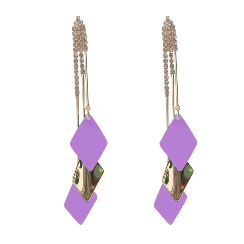 Contrast Colors Long-lasting Elegant Lady Drop Earrings for Banquet