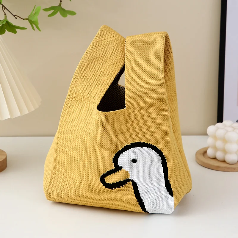 

Женская винтажная вязаная сумка в студенческом стиле с красочной ромбовидной сеткой, браслет с героями мультфильмов, весна-лето, мода