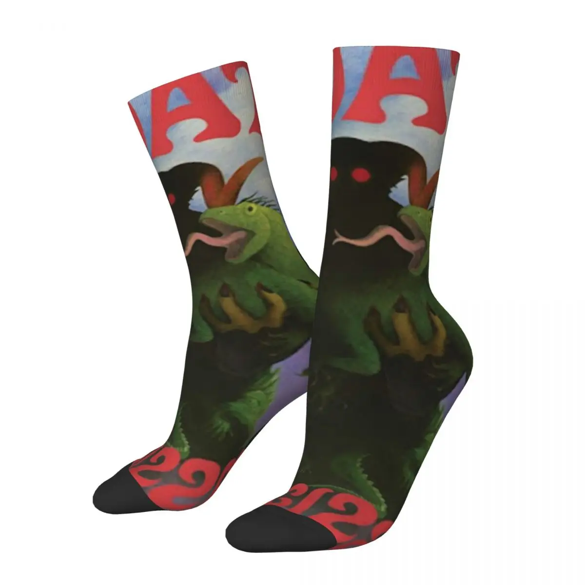 Funny Crazy Compression Sock for Men New Tour Art Hip Hop Vintage Gizzard King and Lizard Happy Pattern Printed Boys Crew Sock