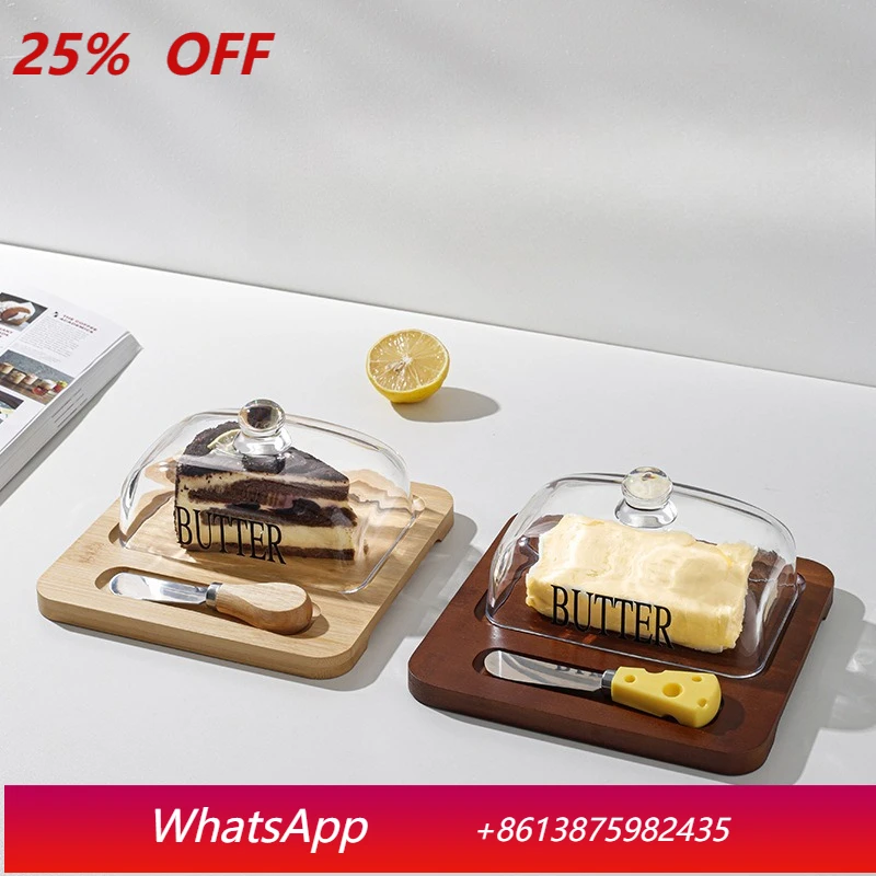 

LTT Glass Lid Cheese Butter Cheesecake Dessert Box Nordic Butter Dish
