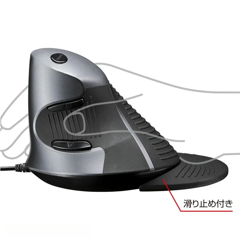 Japanese Ergonomic Vertical Laser Wired Mouse with Hand Holder 3-speed 5-key MA-ERG5