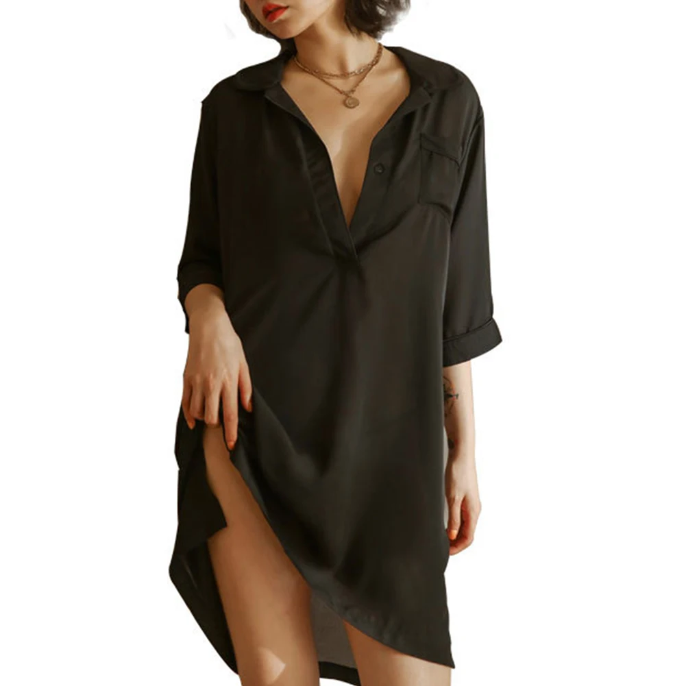 

Complete Your Sleepwear Collection with Our Women's Sexy Sleepwear Dress Short Sleeve T Back Nightwear Cozy Pajama Nightdress