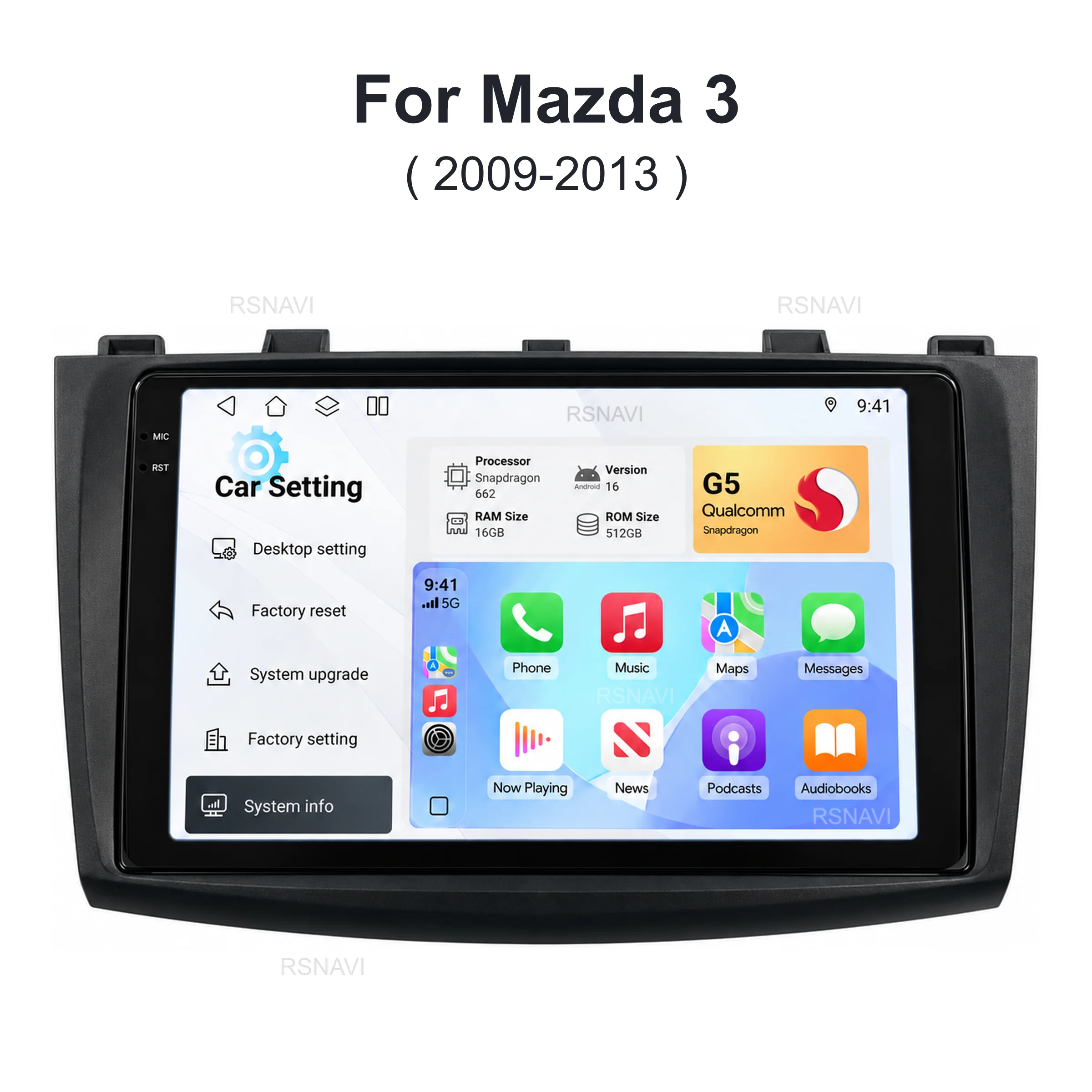 Android 16 Car Radio For Mazda 3 2004-2013 Maxx Carplay Android Auto Qualcomm Car Stereo Multimedia Player 4G Wifi DSP 48EQ 2Din