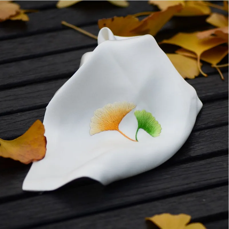 New Pure Handmade Suzhou Embroidery Ginkgo Embroidery Silk Handkerchief Ladies Luxury Gift