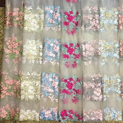 Floral Embroidered Lace Fabric,Flower Mesh Tulle Fabric for Sewing Dress,Wedding,Prom,Children Cloth,Black and White by the Yar
