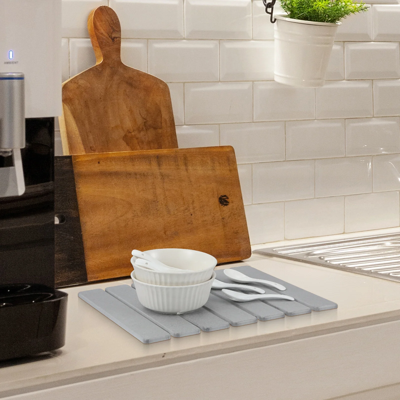 

Foldable Diatom Kitchen Drying Mat Quick Absorption Heat Resistant Countertop Dish Drying Pad for Kitchen Bottles Cups