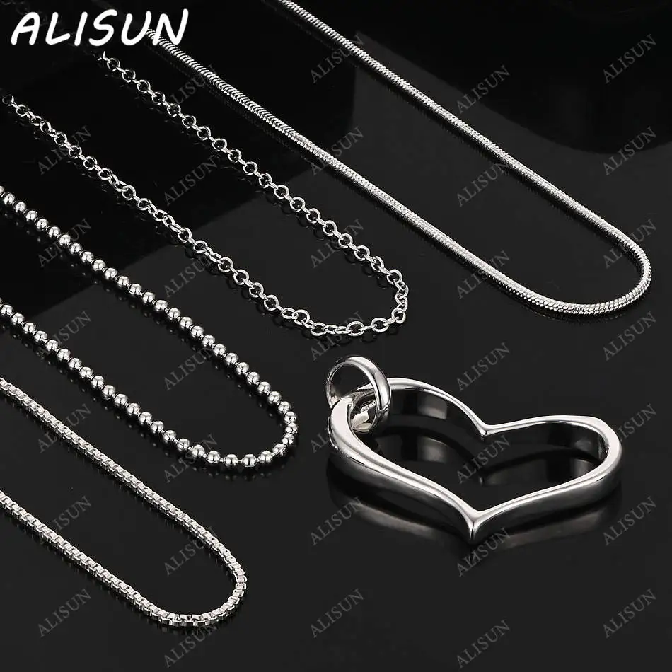 

ALISUN 40-75 см стерлингового серебра 925 пробы ожерелье с подвеской в виде сердечек для женщин и мужчин очаровательные трендовые подарки на день рождения модные вечерние ювелирные изделия