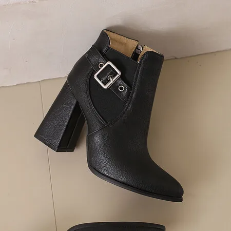 Brand Classic Women Ankle Boots Chunky Heels 10cm Zipper Large Size 48 49 50 Vintage Casual Daily Booties for Female image 3