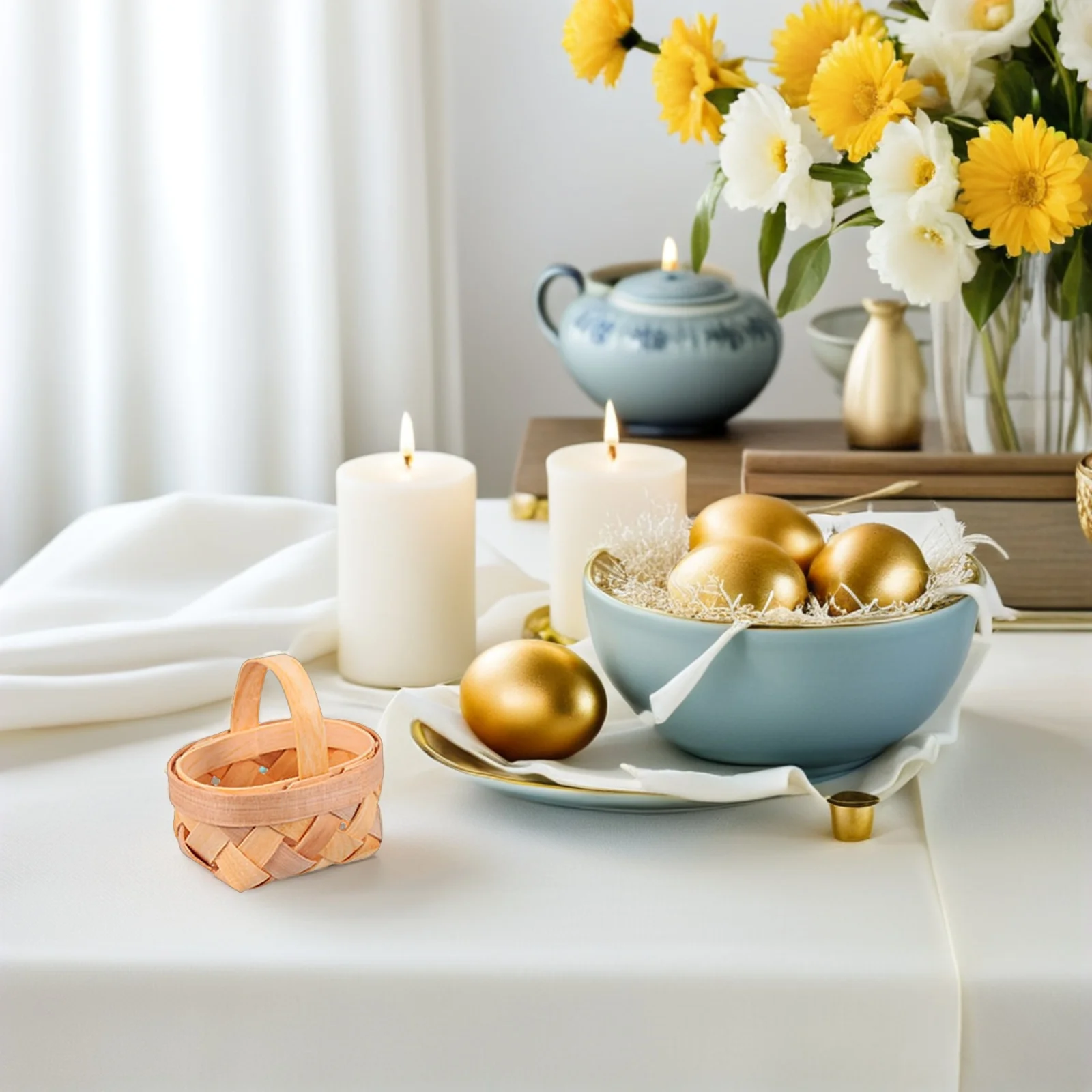 

16Pcs Miniature Wooden Basket Handcrafted Woven Storage Case for Party Favors Wedding Holiday Candy Gift Wrap Storage Basket