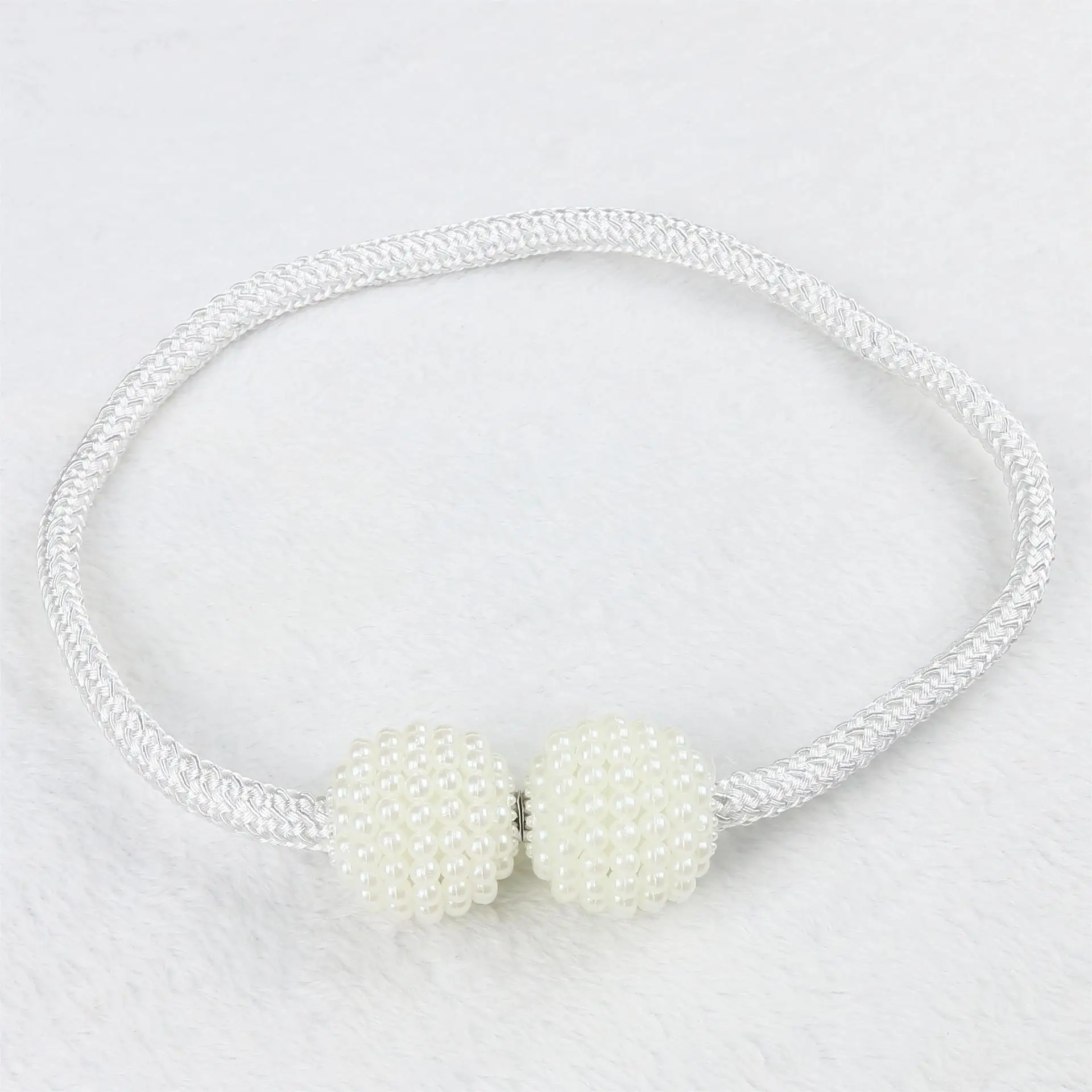 5 Pairs White Large  Pearl Magnetic Curtain Tiebacks No Drill Drape Holder