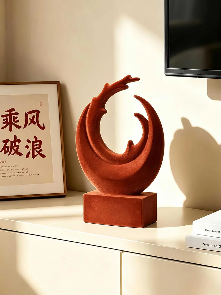 Home Decor Flocked Resin Sculpture Ornaments Modern Living Room Tabletop Decor TV Cabinet Creative Art Statue Housewarming Gifts