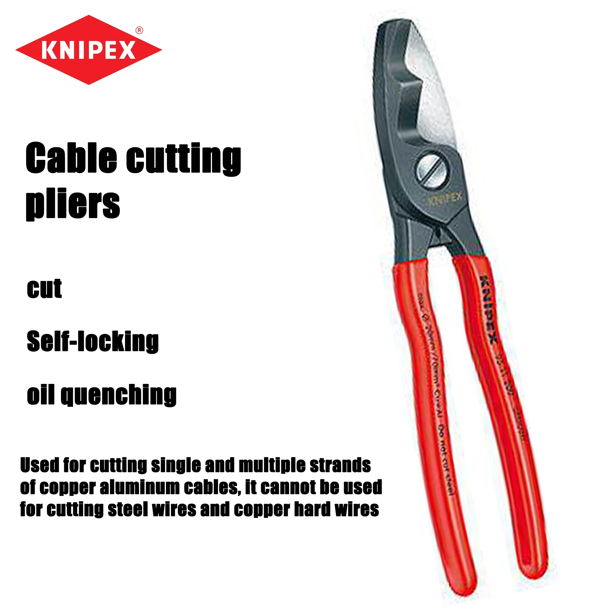 KNIPEX Cable cutting pliers, double cut cable pliers, electrician wire cutters, maintenance professional manual tools 9511200