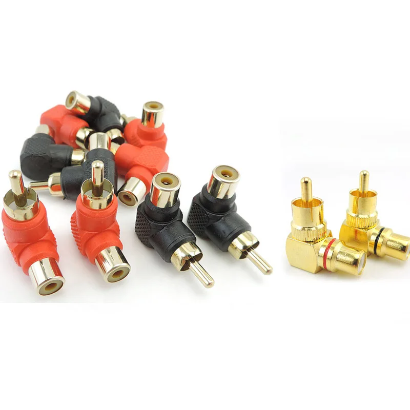 90 Degree RCA female to male Connector To Female M/F Right Angle Plug copper gold plated Adapter L type Elbow for camera Audio s