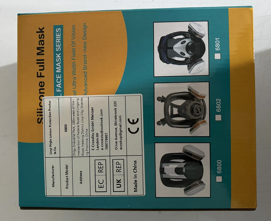 Gas Mask with Carbon Filter for Safety Protection, Full Face Respirator, Working Chemical, 6800 Industrial Spra