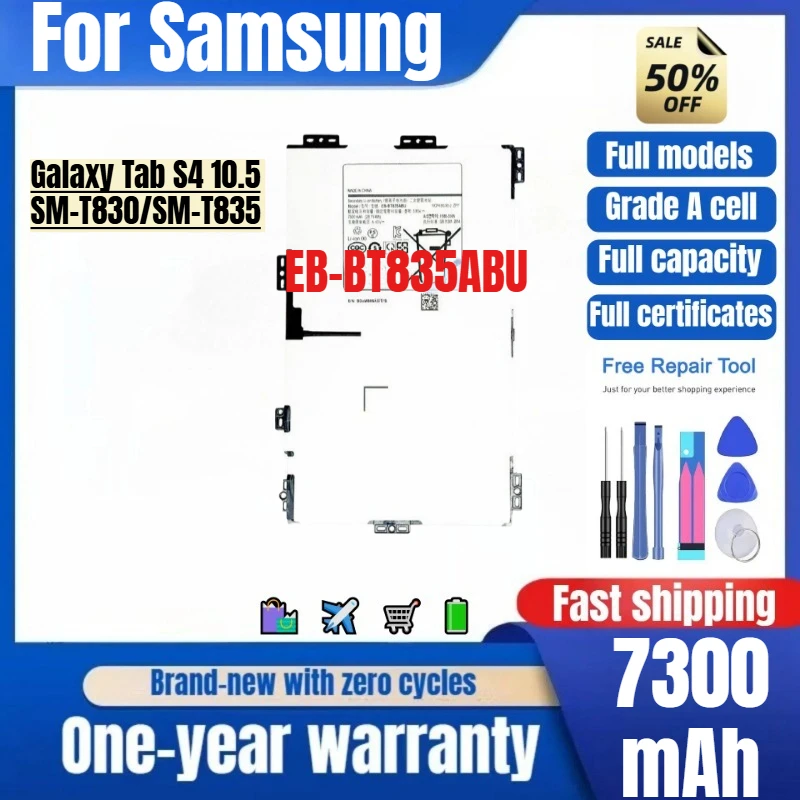 EB-BT835ABU for Samsung Galaxy Tab S4 10.5/SM-T830/SM-T835 Tablet Battery High Quality  Capacity Replacement Bateria with Tools