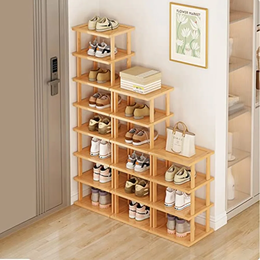 

Bamboo Shoe Rack 17 Tier- Vertical Shoe Rack for Small Spaces, Tall Narrow Shoe Rack Organizer for Closet Entryway Corner Garag