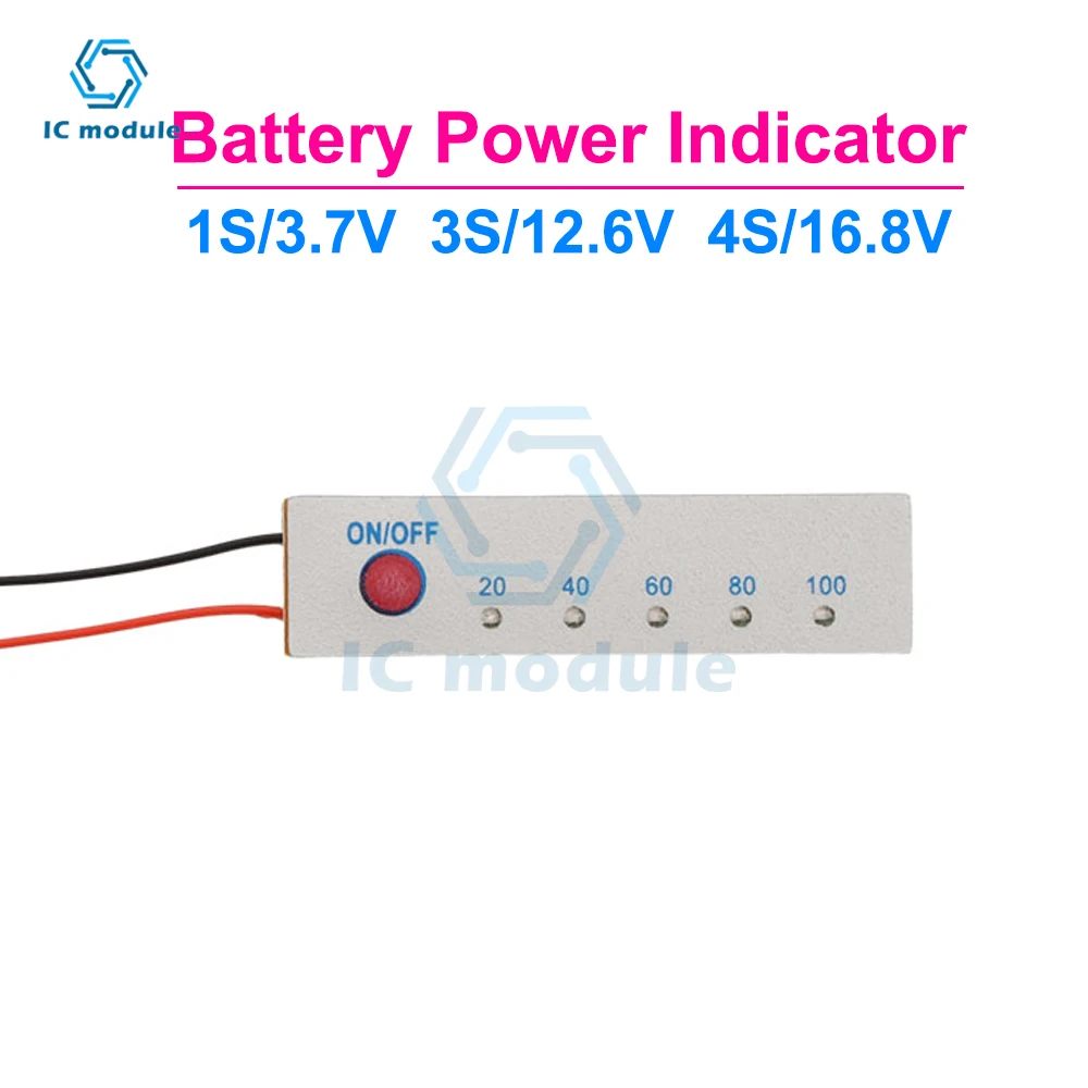 1S 3S 4S  Li-Ion Battery Percentage Indicator Board Battery Indication Module 3.7V/11.1V/16.8V for LED Voltage Display