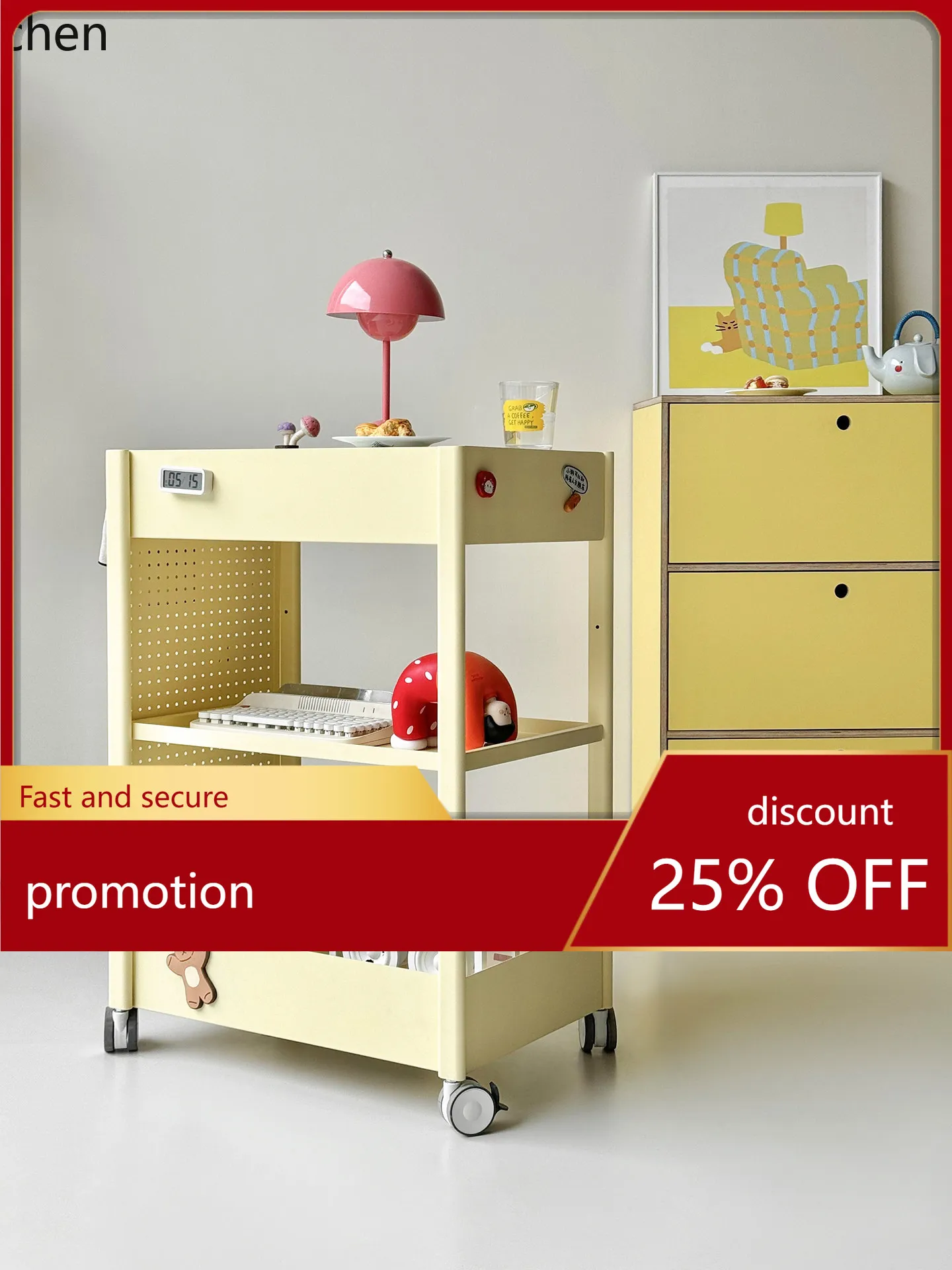 

ZML Office Trolley Home Use Pegboard Small Trolley Storage Rack Cafe Studio Green Plant Storage Rack Mobile Tool Cart