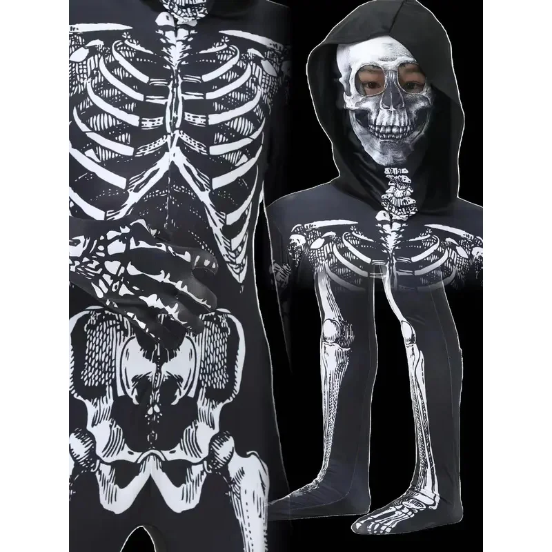 EE01 детский страшный боди со скелетом зомби, костюм зентай, детское нарядное платье, одежда для Хэллоуина, карнавала, вечеринки и 0Ww