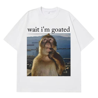 New Wait I'm Goated Funny Thinking Monkey Meme T Shirt Men's Women Harajuk T-shirt Short-sleeved Man T-shirt