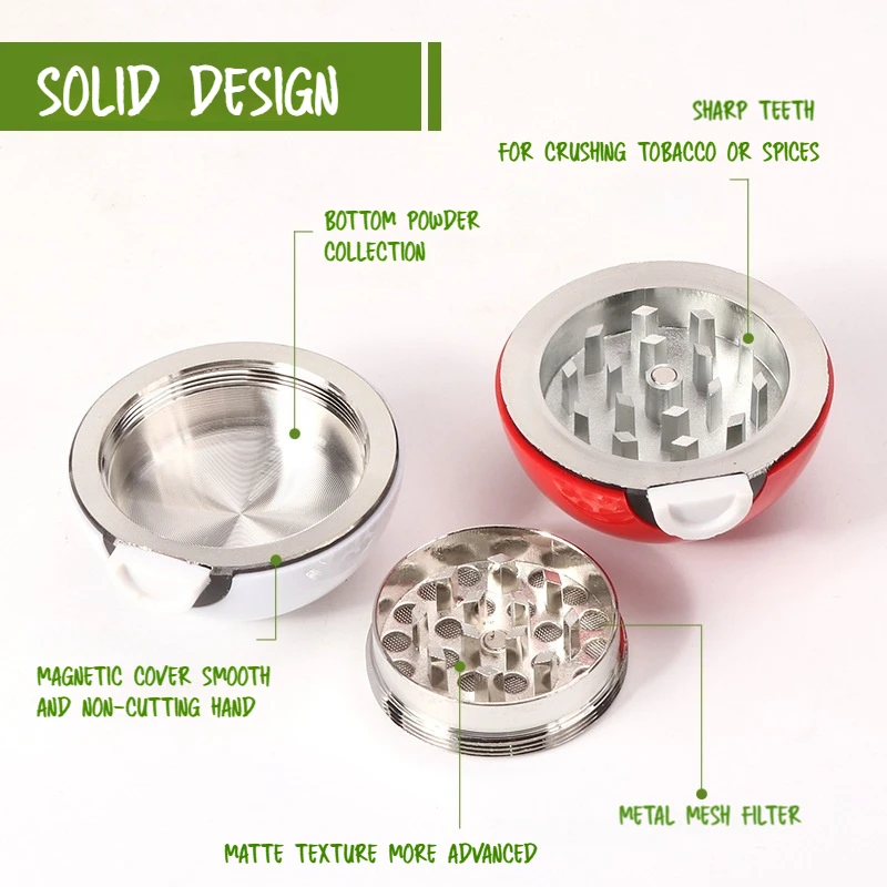 Penggiling Model Bola Pokémo Anime 55mm, Penggiling Herbal Bola Poké, Logam Zinc Alloy Plastik, Penggiling Logam 3 Bagian, Aksesoris Merokok